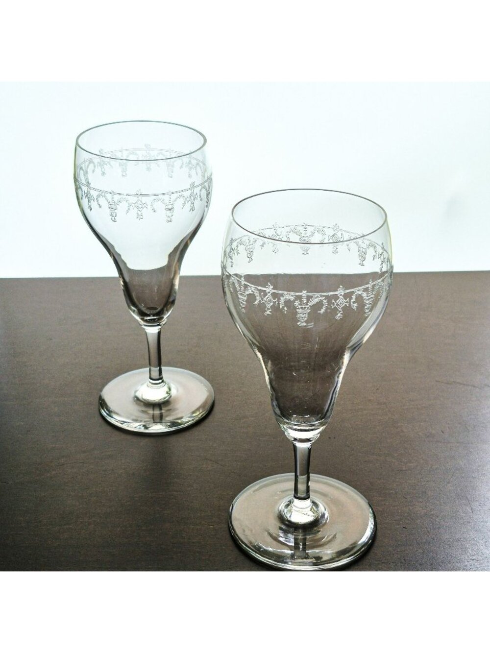 Bryce Goblet Set, Etched Floral & Garland Rare Find #E370 Pattern c.1930-50 USA